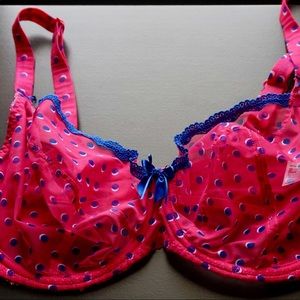 Pink Freya Bra with Blue Polka Dots